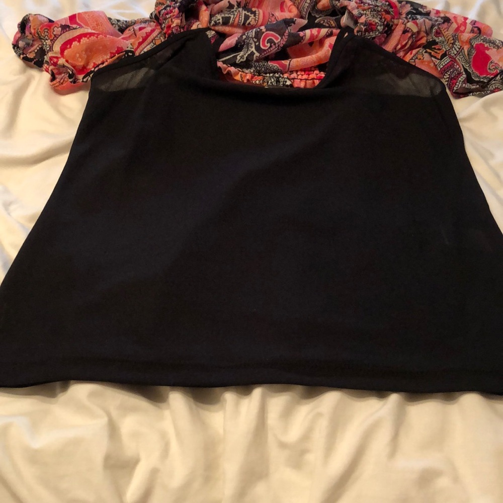 Apt 9 Pink/ Black Paisley print blouse w/tank XS - Picture 4 of 7